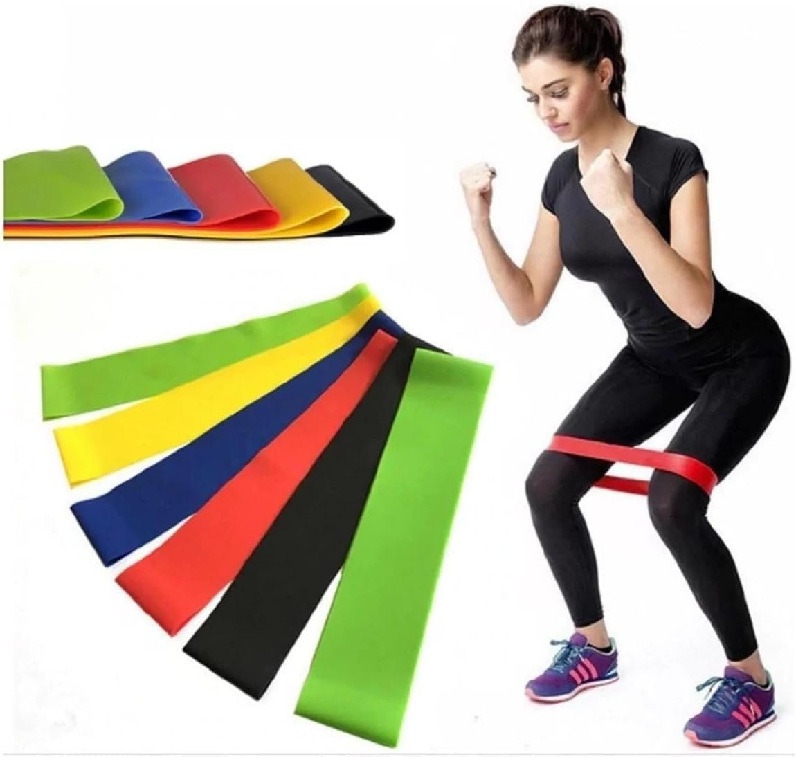 Kit 5 Mini Band Elástico Exercício Academia Treino em Casa Ginastica Pilates E Fisioterapia Corpo Alongamento Reabilitação 5 Níveis de Intensidade