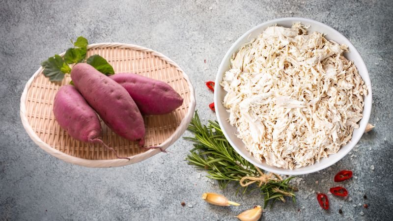 Batata Doce com Frango Desfiado