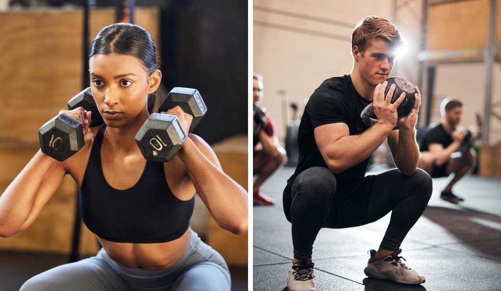 Usar sobrecargas e implementos como halteres ou kettlebells